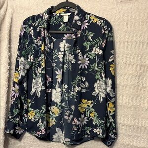 H&M Floral Button Down Shirt - Navy Multi